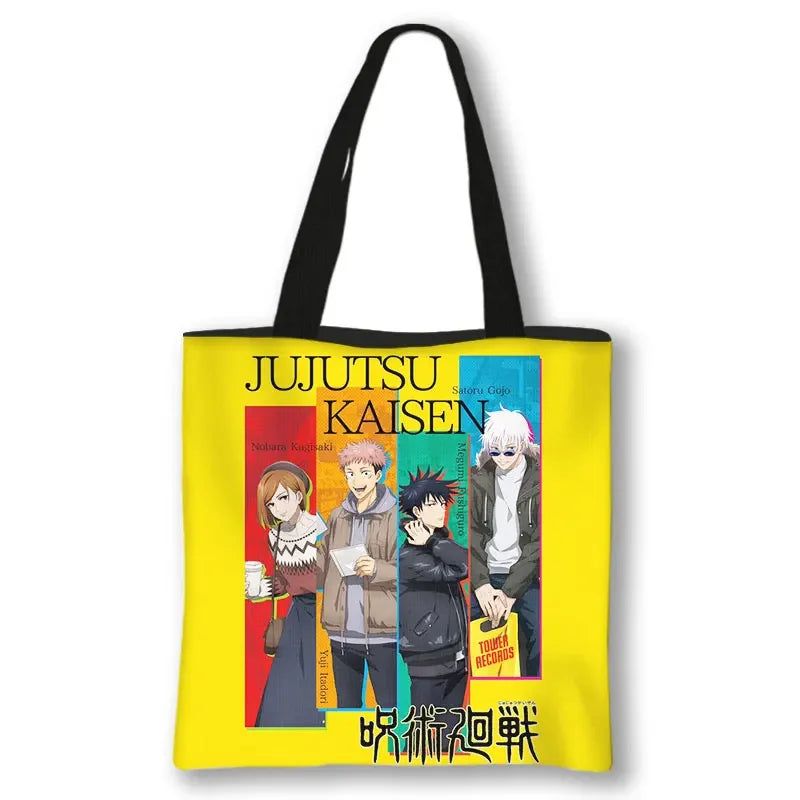 Japanese Anime Jujutsu Kaisen Tote Bags Gojo Satoru Tops Yuji Itadori Girls Shoulder Bag Women Handbag Beach Party Shopping Bag