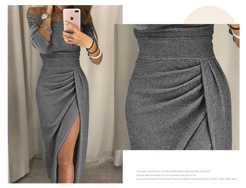 Spring Summer Women Clothes 2022 Elegant Long Dress Sexy Club Dress Evening Party Women Dresses Off Shoulder High Waist Vestido - reetell