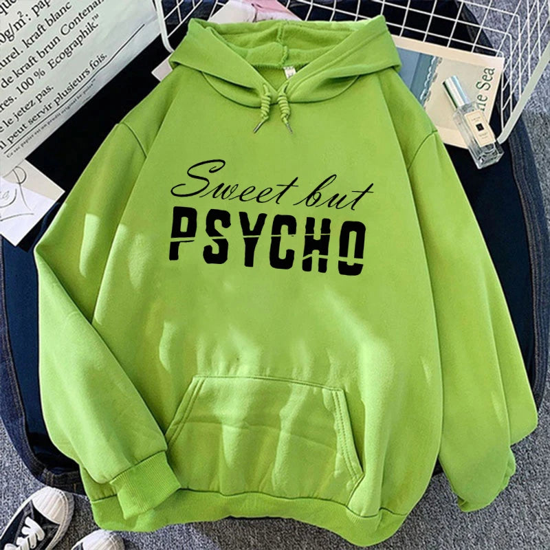 Sweet But Psycho Printed Long Sleeve Pullover Hoodies For Women And Men Couple Casual Sweatshirts Autumn Winter Plus Size Hoodie - reetell