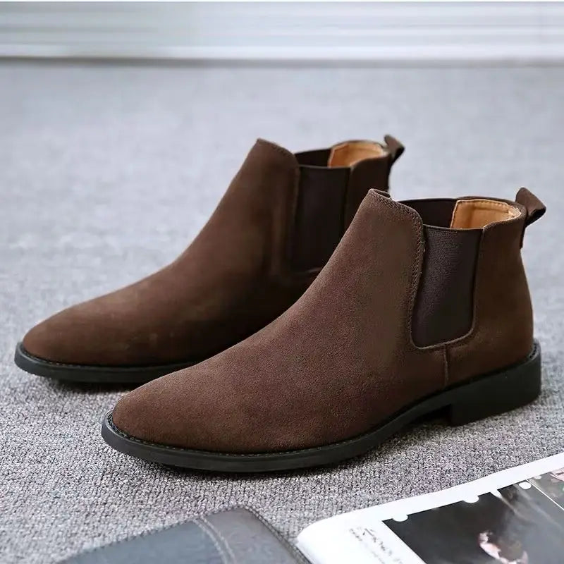 Men's Retro Classical Chelsea Boots Cow Suede Genuine Leather Men Fashion Ankle Boot Mens Casual Short Boots High-Top Shoes - reetell