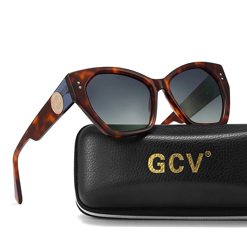 GCV Brand Acetate Appearance Patent Design Women's Butterfly Rectangular Triangle Polarized Sunglasses UV400 Fashion - reetell