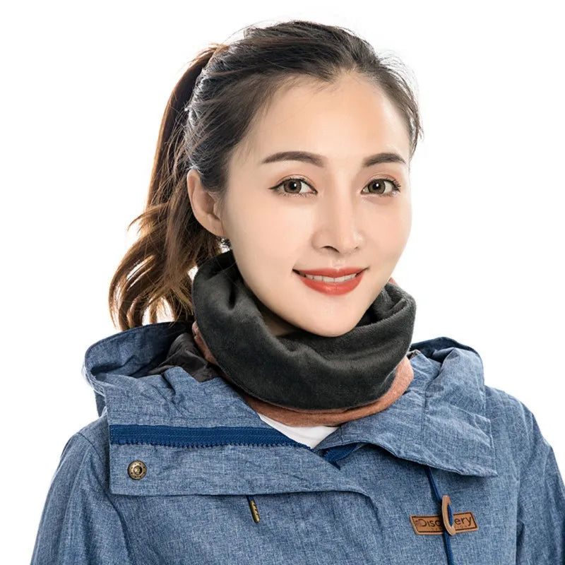 Winter Polar Fleece Man Women Scarf Ring Trendy Neck Warmer Comfy Scarf Ski Motorbike Mask Warm Hat - reetell