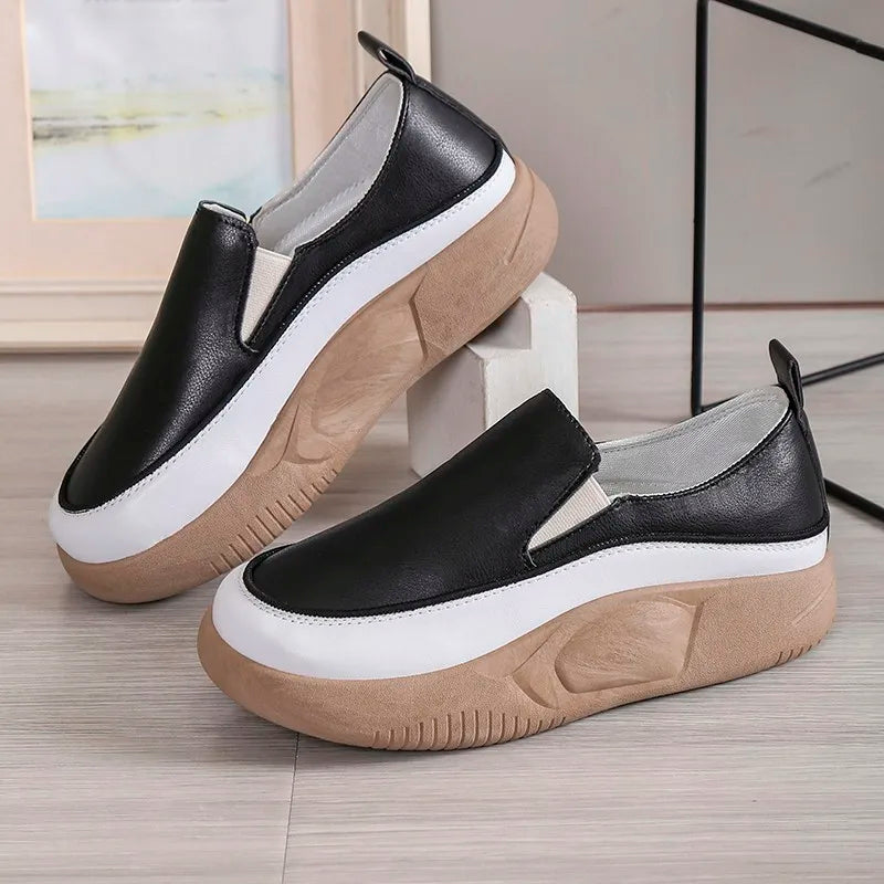 Luxury New Designer Women Fashion Loafers Breathable Slip-On Vulcanized Shoes Casual Wedge Heel Lightweight Woman Sneakers