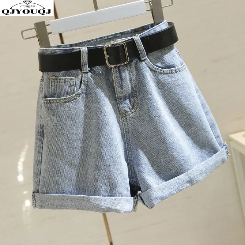 High Waisted Denim Shorts 2024 Summer New Style Women's Loose Fitting Hot Pants Versatile Slimming Wide Leg Pants Korean Version - reetell