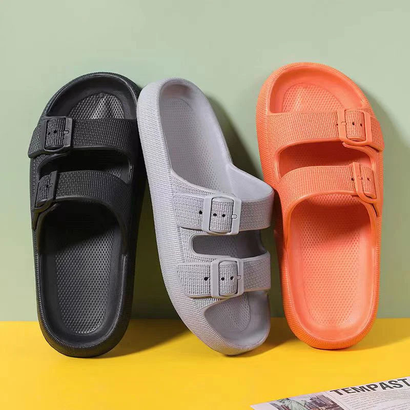 Soft Sole Home Slippers Men Summer Adjustable Buckle Non-Slip Beach Flip Flops Man Comfortable Thick Bottom Platform Sandals