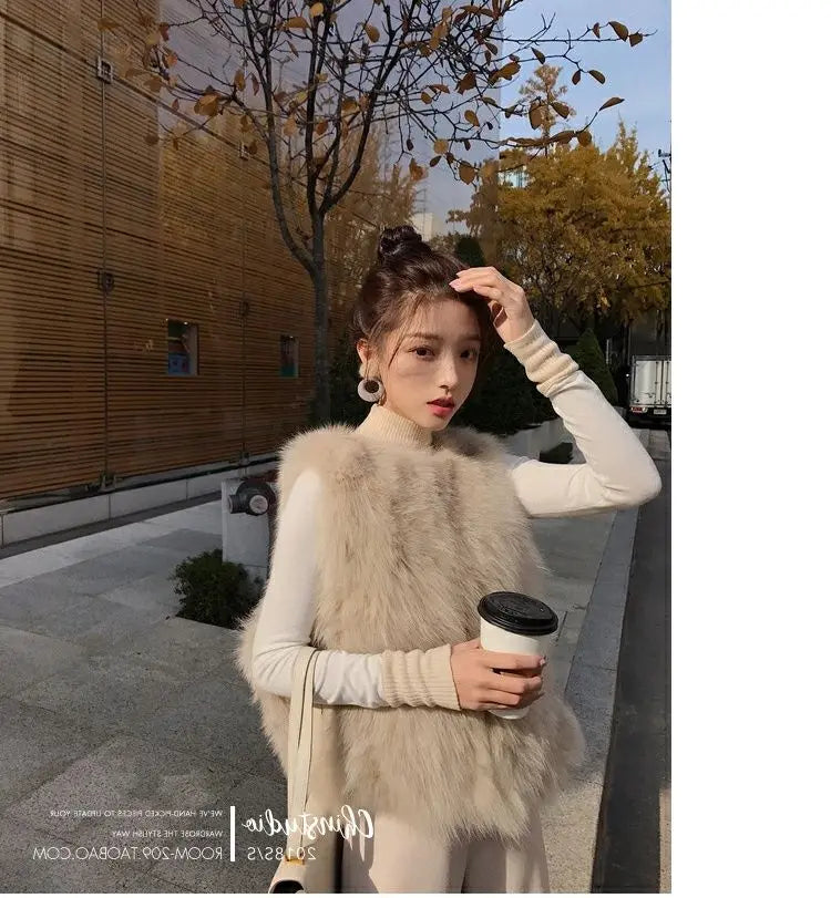 2024 Newest Fashion Quality Fur Vest Coat Warm Women's Vests Winter Furs Fox s Jacket for Women - reetell