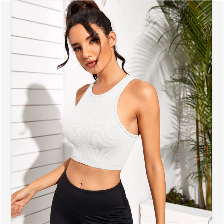 Crop Top Women Solid Basic T-shirts Vest Seamless Streetwear Elastic Rib-Knit Sleeveless Casual Tank Tops Female - reetell