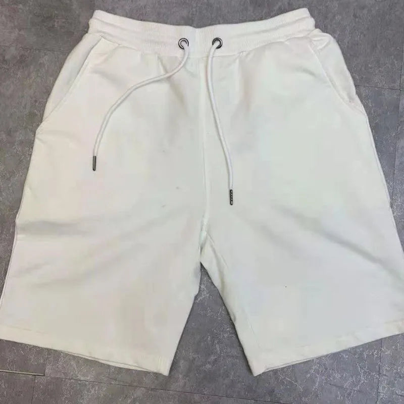 40KG-100KG Summer New 100% Cotton Soft Men’s Drawstring Waist Black White Yellow Pink Casual Shorts 4XL 5XL - reetell