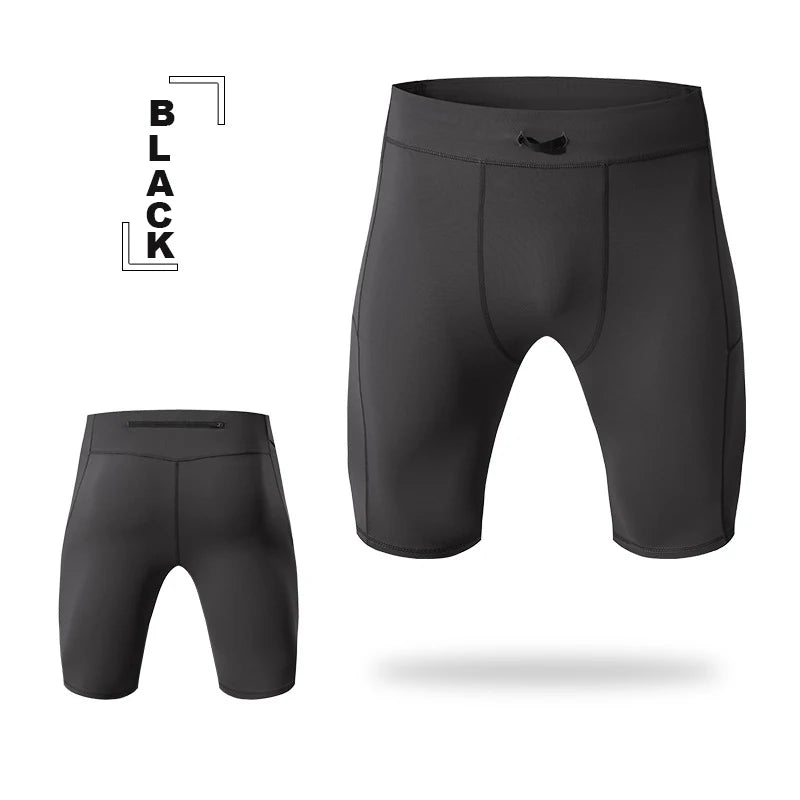 Compression Shorts Men Quick Dry Bodybuilding Tights Shorts Fitness Leggings Elastic Waist Sport Bottoms Gym Running Shorts Men