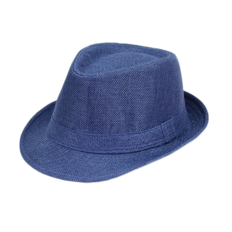 Linen Panama Solid  Jazz Hat Cowboy  Men's Women's Children's British Sun Hat