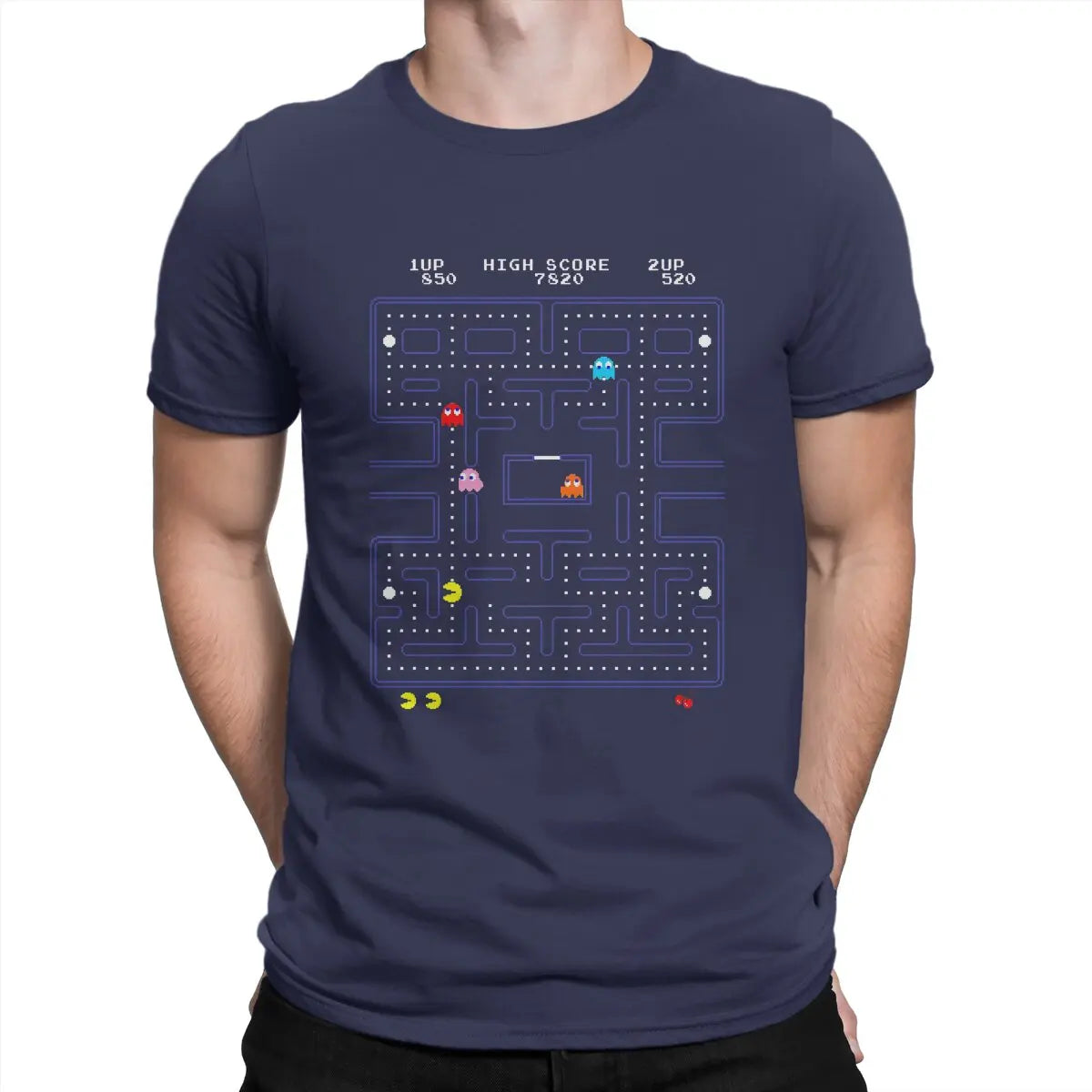 Retro Arcade T Shirts for Men Cotton Vintage T-Shirt Crew Neck Arcade Game Tee Shirt Short Sleeve Clothing Printed