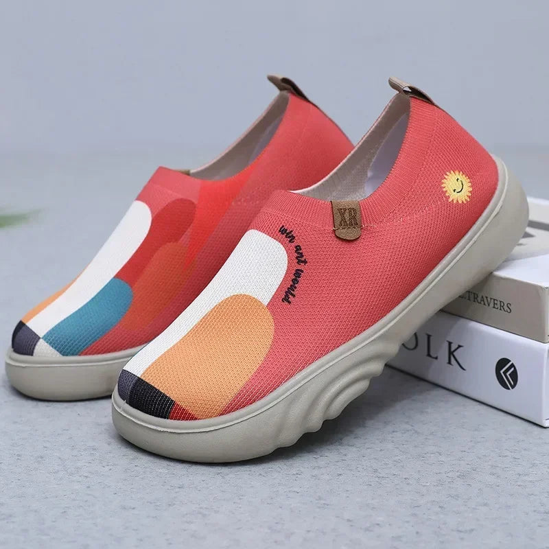 Spring and Autumn New Casual Sports Women's Shoes Breathable Soft Sole Painted Fashion Hiking Women's Shoes