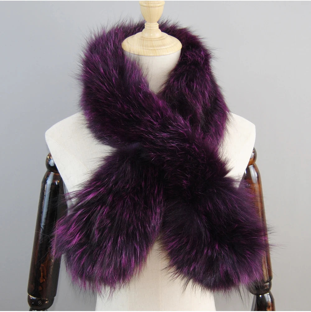 2024 New Women Winter Warm Natural Fox Fur Scarf Ring Knit Real Fox Fur Lady Fashion Neckerchief Scarves Women Real Fur Bandana - reetell