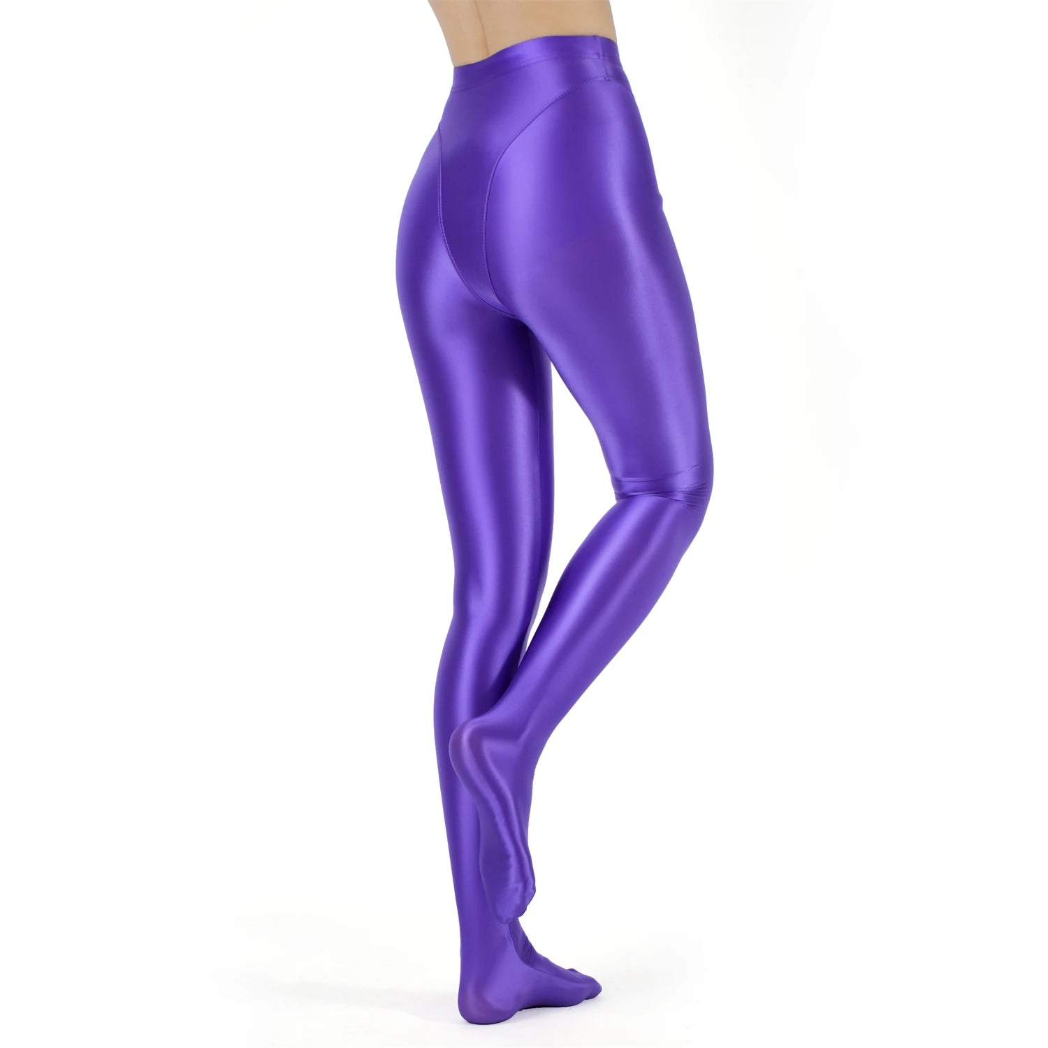 Sexy Women High Waist Sexy Tight Silk Shiny Pencil Pant Oil Glossy Candy Color Smooth Pants Sexy Erotic Lingerie Yoga Leggings - reetell