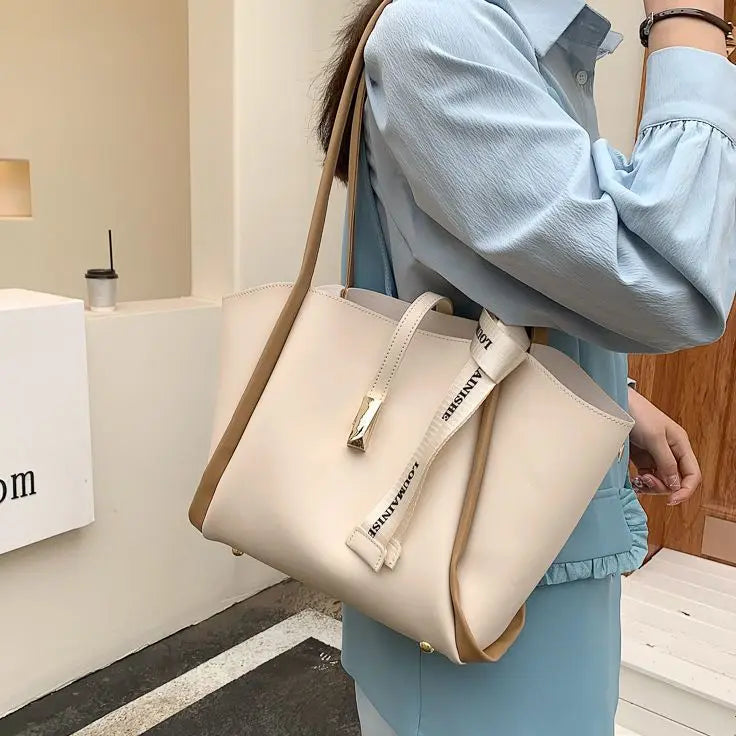 Commuter Tote Bag Large Capacity 2024 New Mother Commuting Bag Portable Fashionable One Shoulder Versatile Underarm Bucket Bag