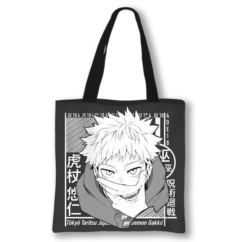 Japanese Anime Jujutsu Kaisen Tote Bags Gojo Satoru Tops Yuji Itadori Girls Shoulder Bag Women Handbag Beach Party Shopping Bag