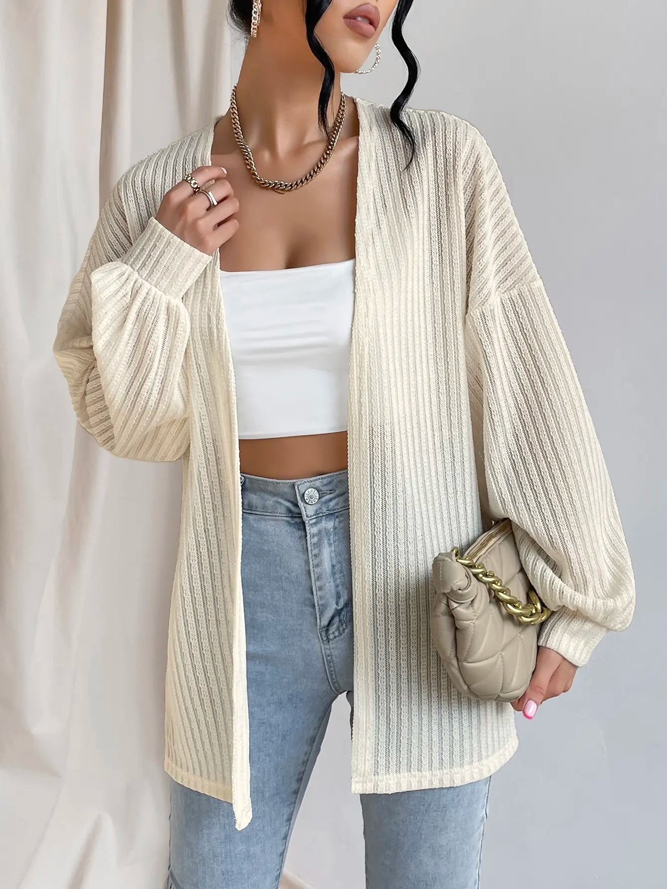 Women's 2023 Fall Winter Long Sleeve Open Front Casual Lightweight Soft Cardigan Sweater Outerwear - reetell