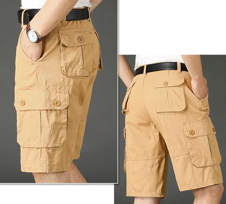 Khaki Half Men's Cargo Shorts Solid Male Bermuda Short Pants Big and Tall Designer Jogger Baggy New In Homme Jorts Cotton Luxury