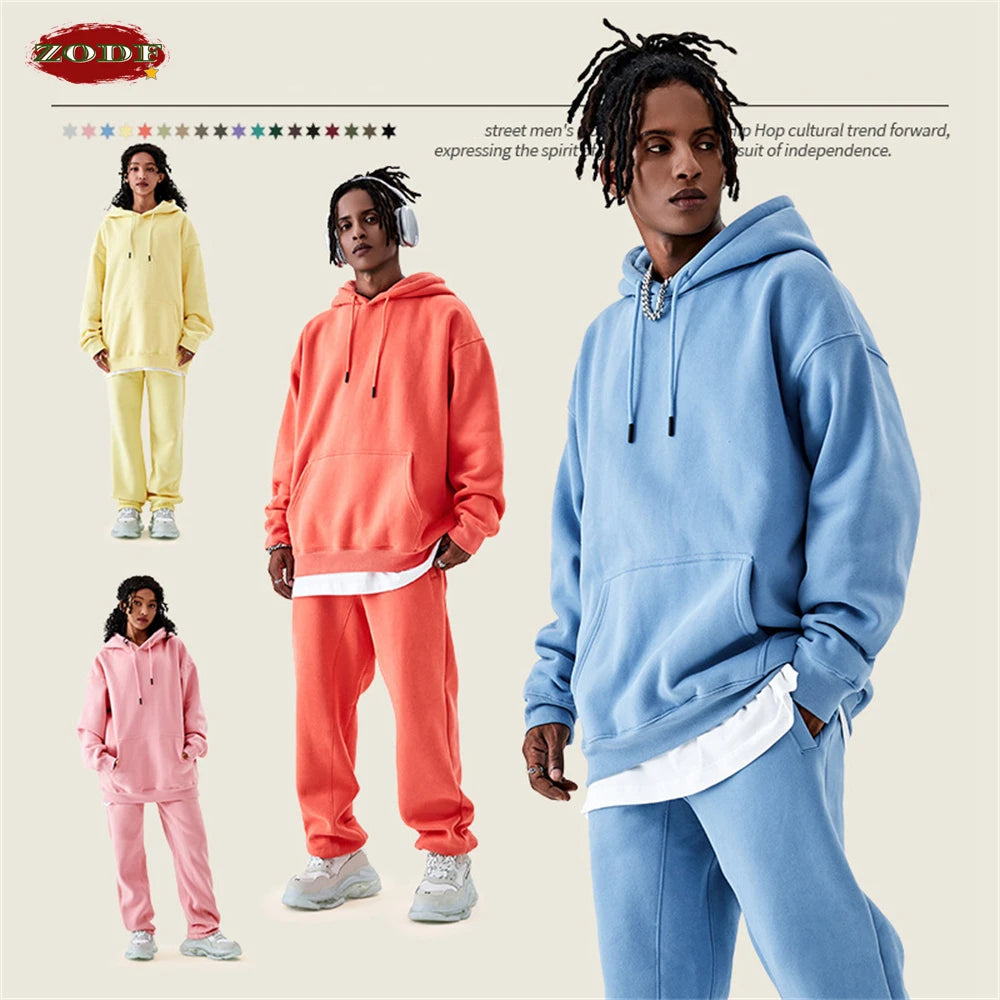 ZODF Casual Winter Men 350gsm Fleece Hoodies Unisex Women Loose Warm Solid Hooded Sweatshirts Pullovers 18 Colors HY0728 - reetell