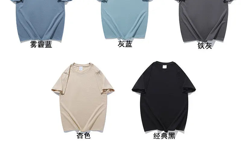 100% Cotton T-shirt Men Women Solid Color O Neck Short-sleeved Tops Summer Korean Loose Half-sleeve T Shirt Unisex M-4XL - reetell