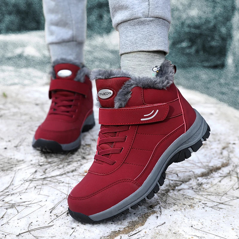 Winter Women Snow Boots Warm Plus Velvet Men Cotton Shoes Windproof Women's Boots Comfortable Casual Shoes Non-slip Hiking Boots - reetell