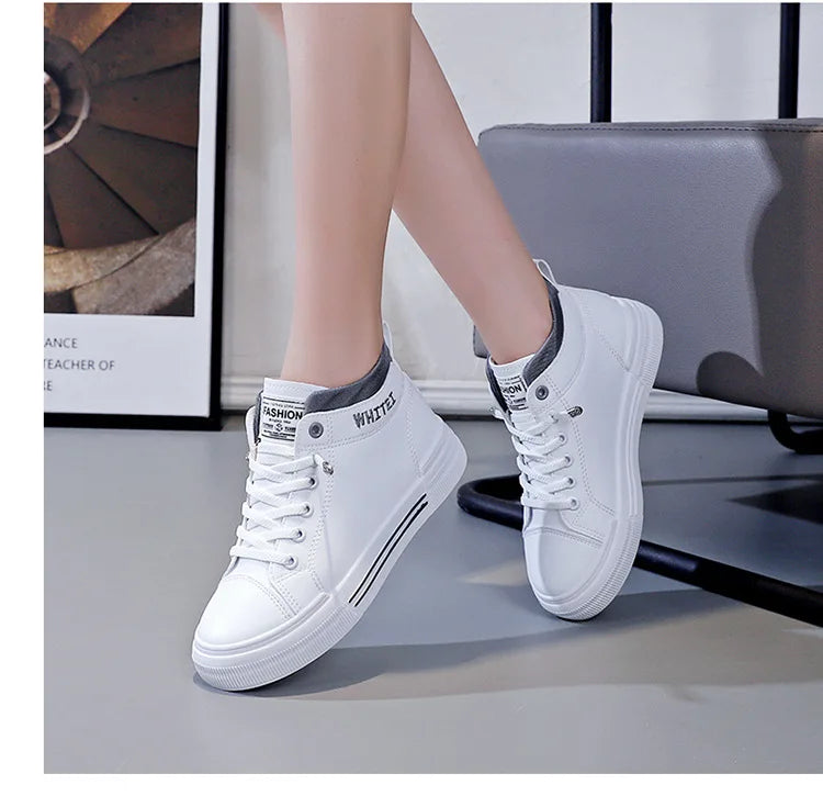 Women's Fashion High-top Breathable Sneakers 2023 Trend White Flat Casual Sports Designer Running Shoes for Woman Tennis Ladies - reetell