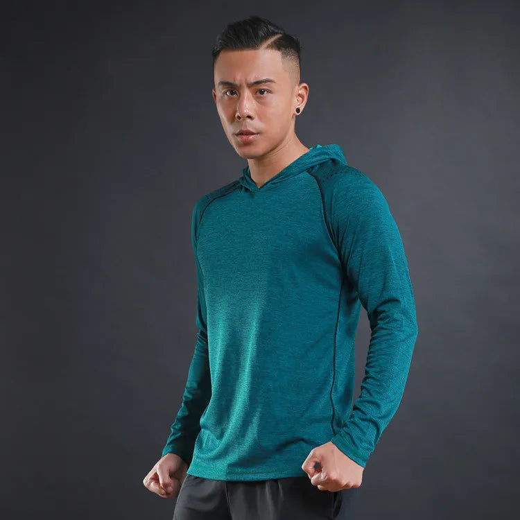 Men Hoodies Summer Running Fitness Casual Hooded Quick Dry Sweatshirts Solid Pullover Shirts with Hood Outdoor Gym Hoodie Man - reetell