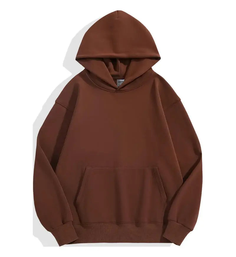 500GSM Heavy Weight Fashion Men's Hoodies New Autumn Winter Casual Thick Cotton Men's Top Solid Color Hoodies Sweatshirt Male - reetell