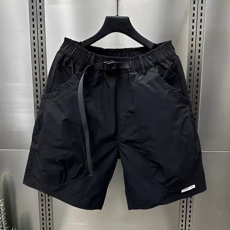 2024 Men's Large Pocket Waistband Work Shorts Summer Thin New Loose Straight Half Middle Pants - reetell