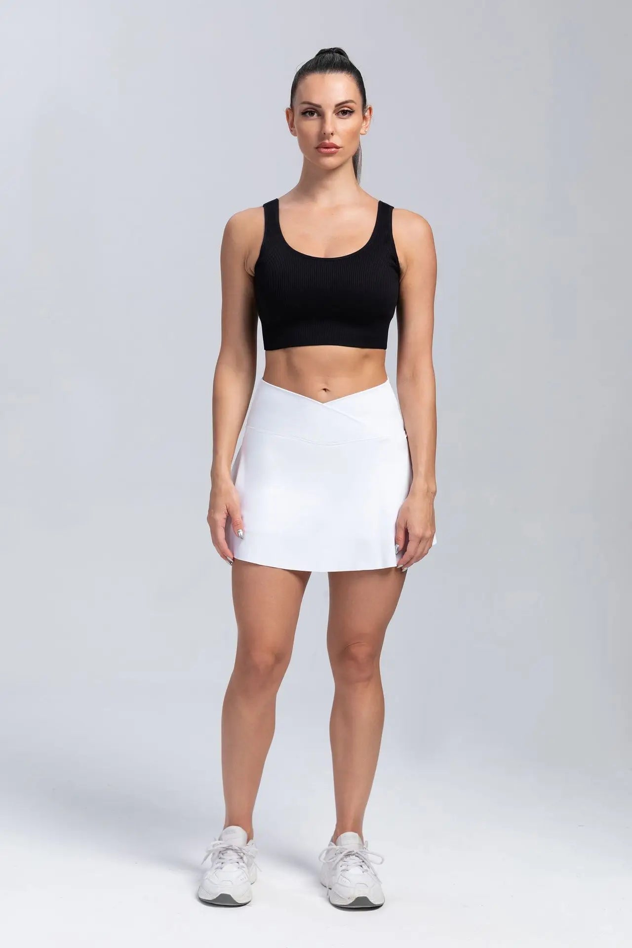 Women Tennis Skirts With Shorts High Waist Inner Pocket Golf Skort Fake 2 Pieces Running Sports Skirt Breathable Athletic Skirts - reetell