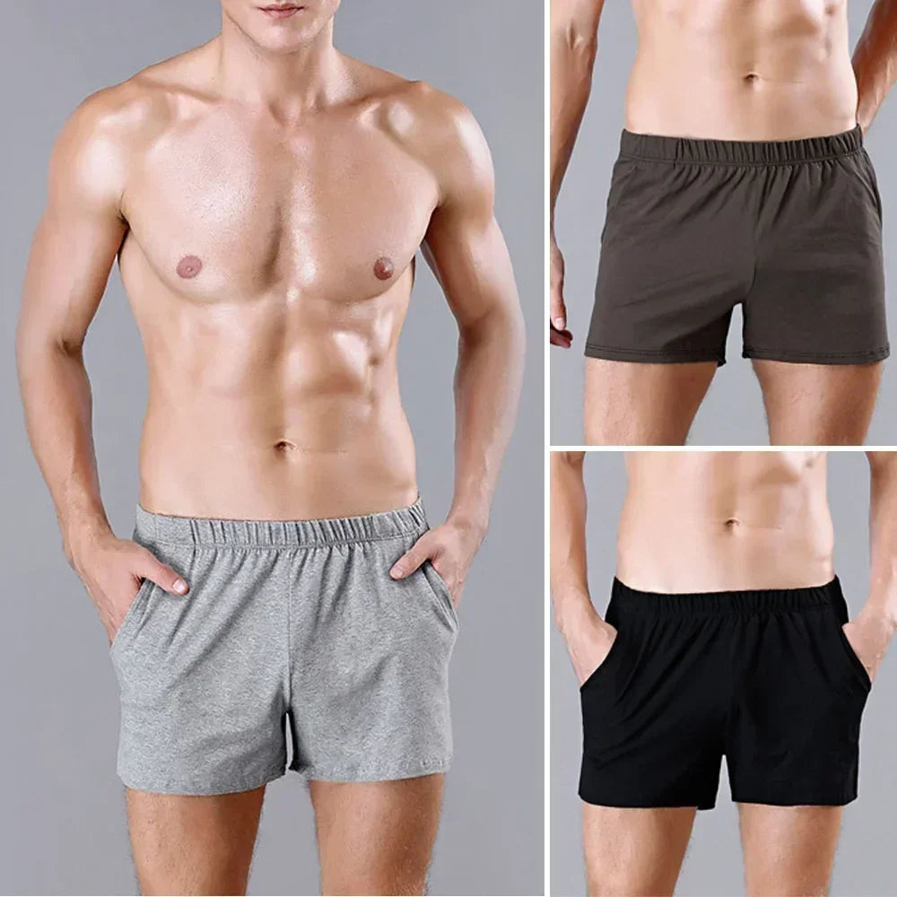 Men's Cotton Summer Breathable Sleep Shorts Casual Pants Colorful Fashion Pocket Simple Home Slim Fit Solid Seamless Mens Shorts - reetell