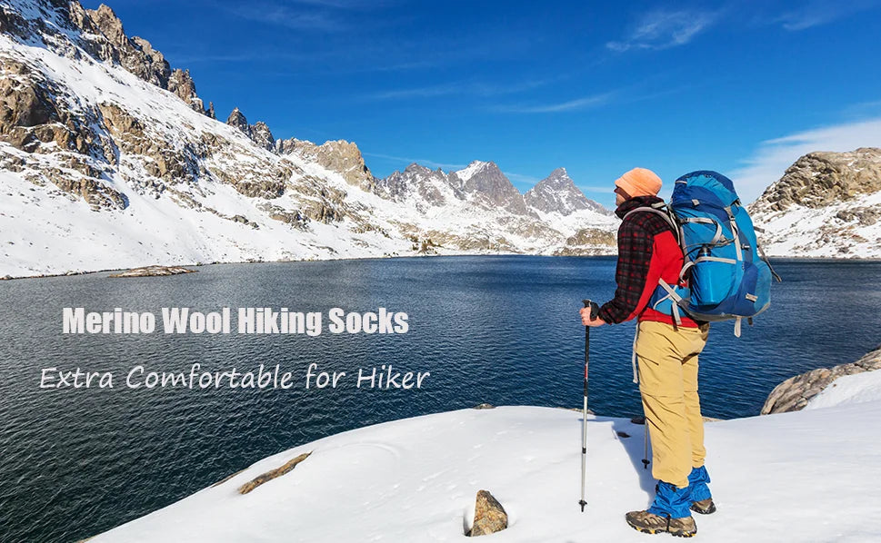 Hiking Socks Merino Wool Socks for Men Women 80% Merino Wool Ski Socks Winter Thick Thermal Crew Socks Men Walk Warm Anti-Odor