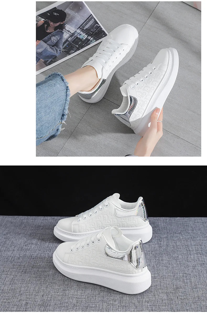 Sneakers for Women New Fashion Platform Shoe Spring Autumn Casual Flats Female Thick Sole Breathable White Vulcanized Shoes