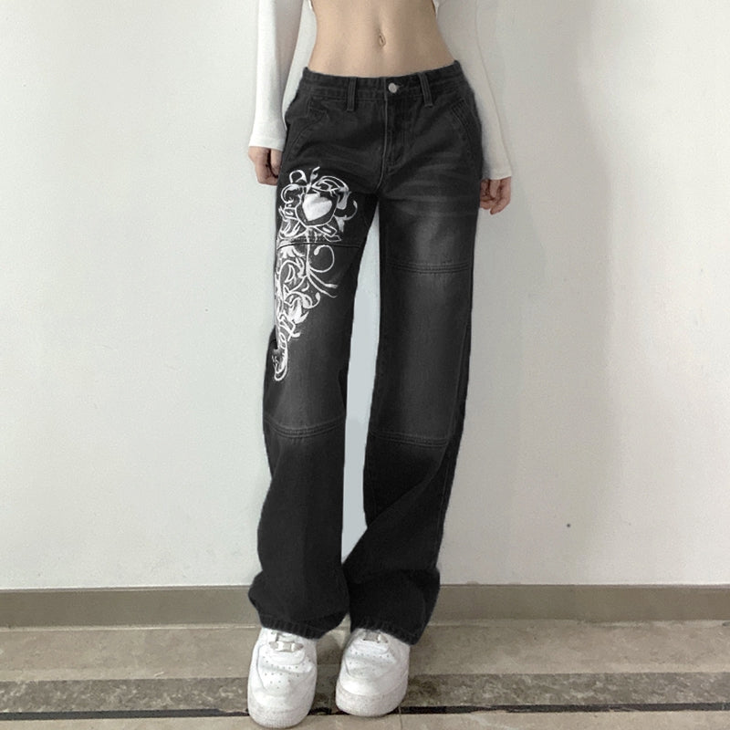 Harajuku Grunge Vintage Low Waisted Cargo Pants Y2K Aesthetics Indie Women&/39;s Jeans Pockets Korean Streetwear Retro Trousers - reetell