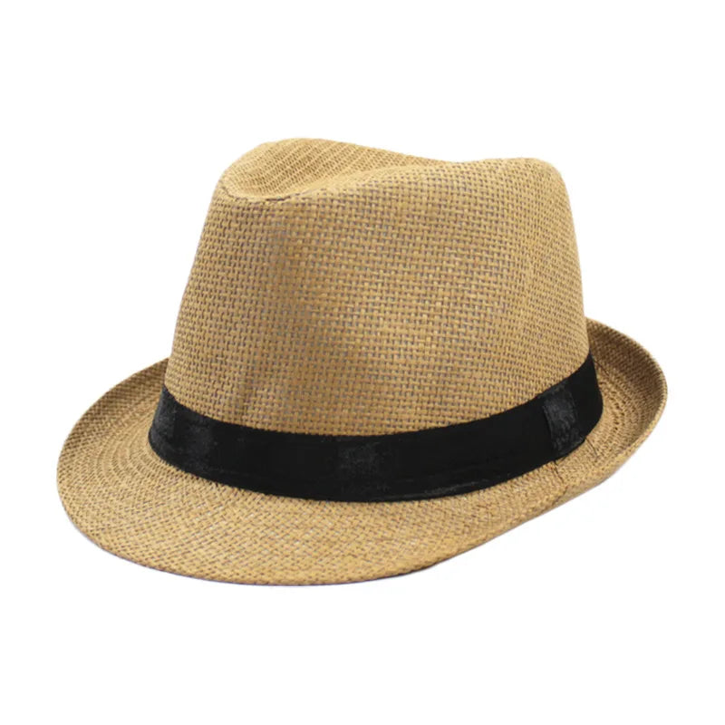 Linen Panama Solid  Jazz Hat Cowboy  Men's Women's Children's British Sun Hat