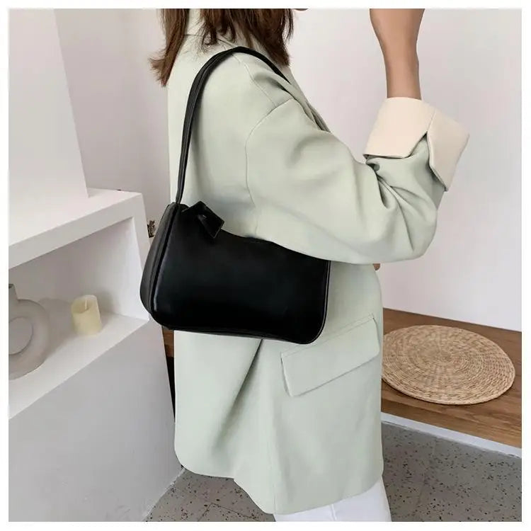 Handle Bag Women Retro Handbag PU Leather Shoulder Totes Underarm Vintage Top Handle Bag Female Small Subaxillary Bags Clutch - reetell