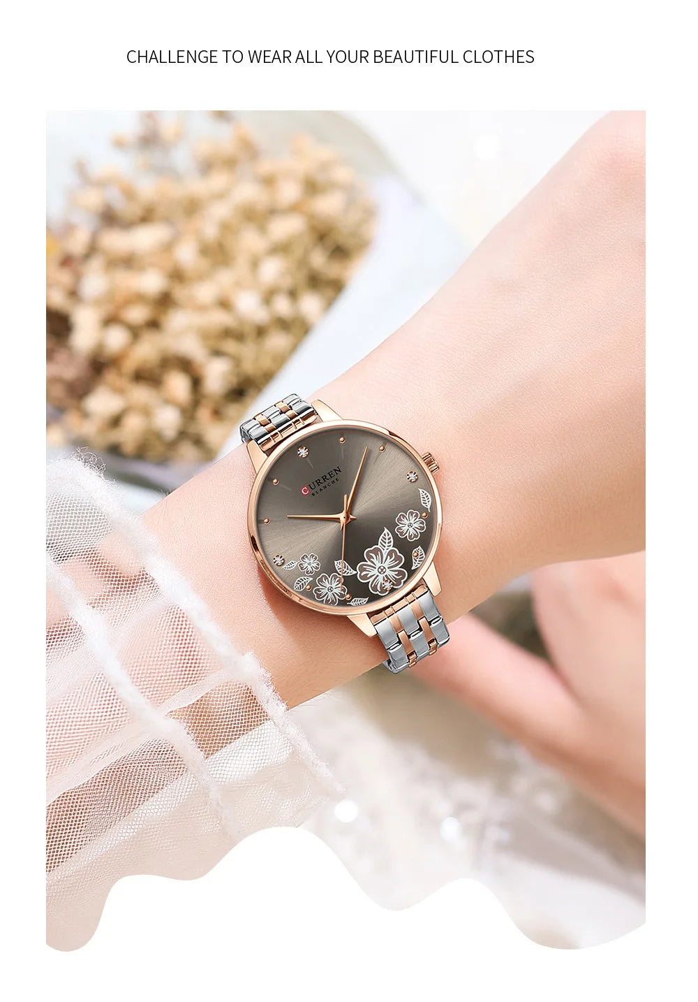 CURREN Brand Fashion Women Watches Stainless Steel Ultra Thin Quartz Watch Woman Romantic Clock Women's Watches Montre Femme