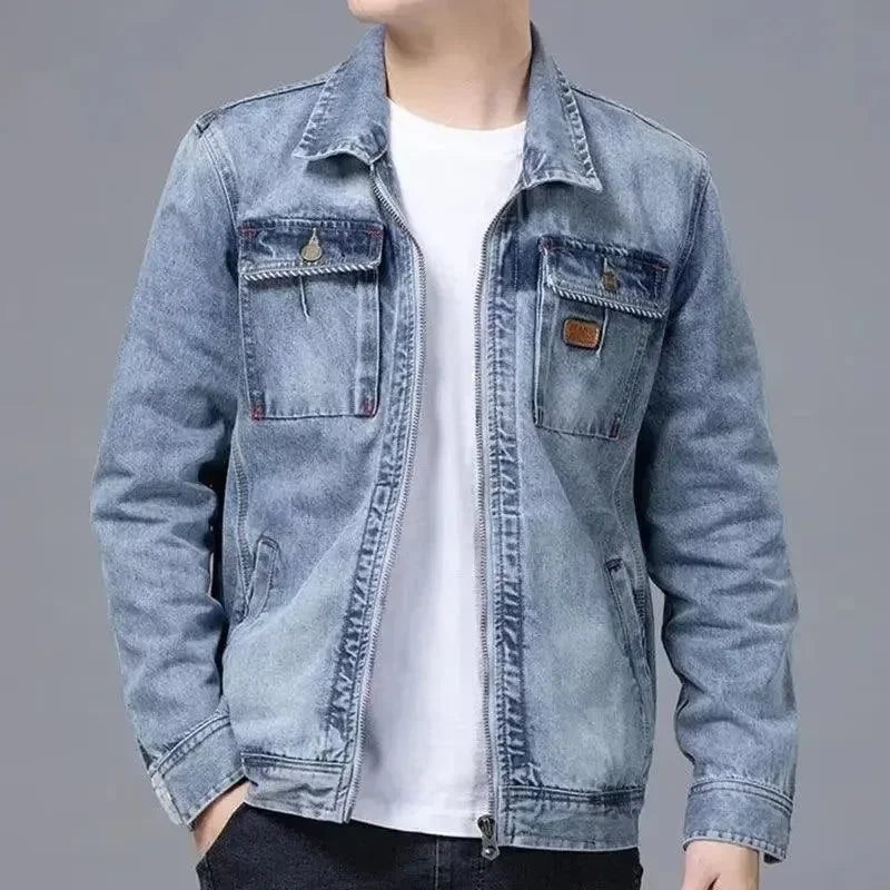 Men's denim overalls new all-in-one stylish jacket - reetell