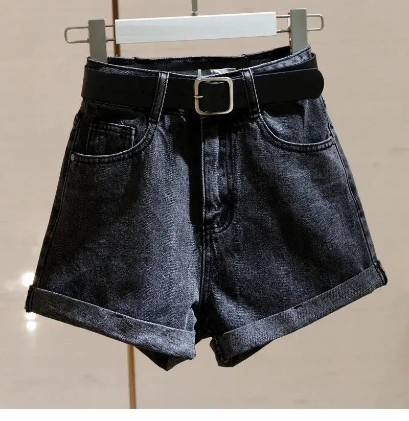 High Waisted Denim Shorts 2024 Summer New Style Women's Loose Fitting Hot Pants Versatile Slimming Wide Leg Pants Korean Version - reetell