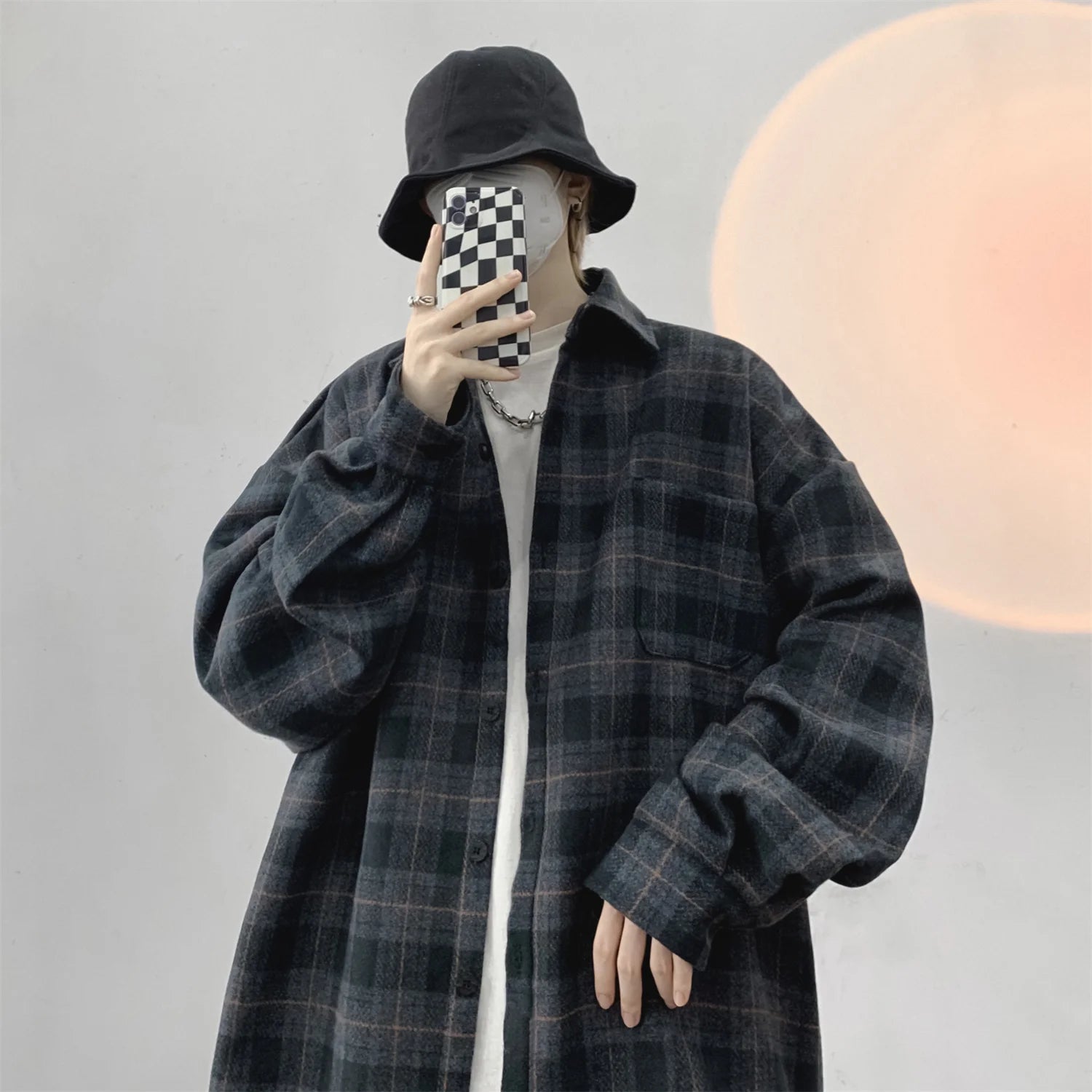 LAPPSTER-Youth  Long Sleeve Winter Y2k Streetwear Fleece Shirts Flannel Harajuku Plaid Shirt Vintage Korean Fashions Clothes