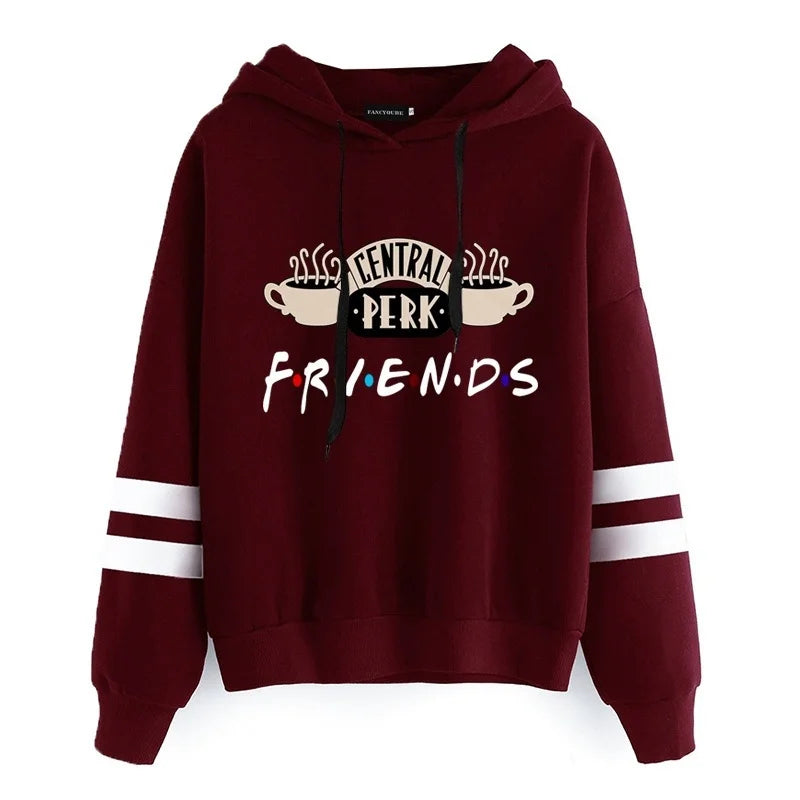 Women Friends TV Show Hooded Sweatshirt Cute Coffee Printing Hoodies Female Autumn Winter Casual Pullover Hoodies - reetell