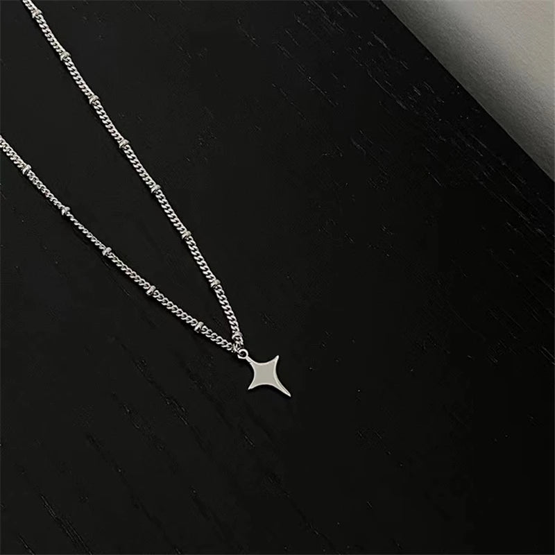 Kpop Goth Silver Color Star Pendant Chain Necklace For Women Men Egirl Y2K Cool EMO Punk Aesthetic Grunge Jewelry Gifts