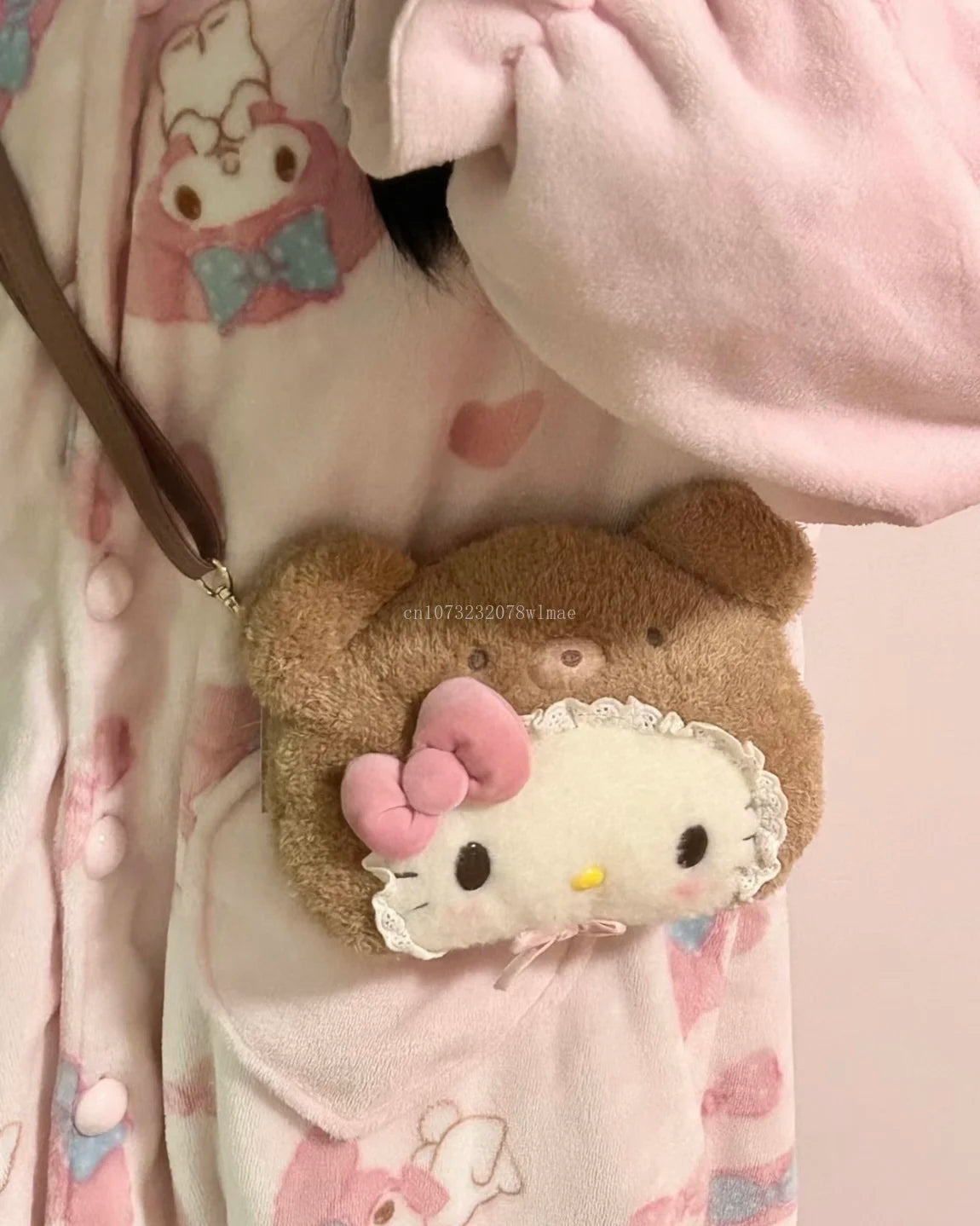 Sanrio Latte Baby Series Plush Doll Crossbody Bag Hello Kitty Women Soft Handbags Kawaii Cartoon Messenger Bag for Children Gift