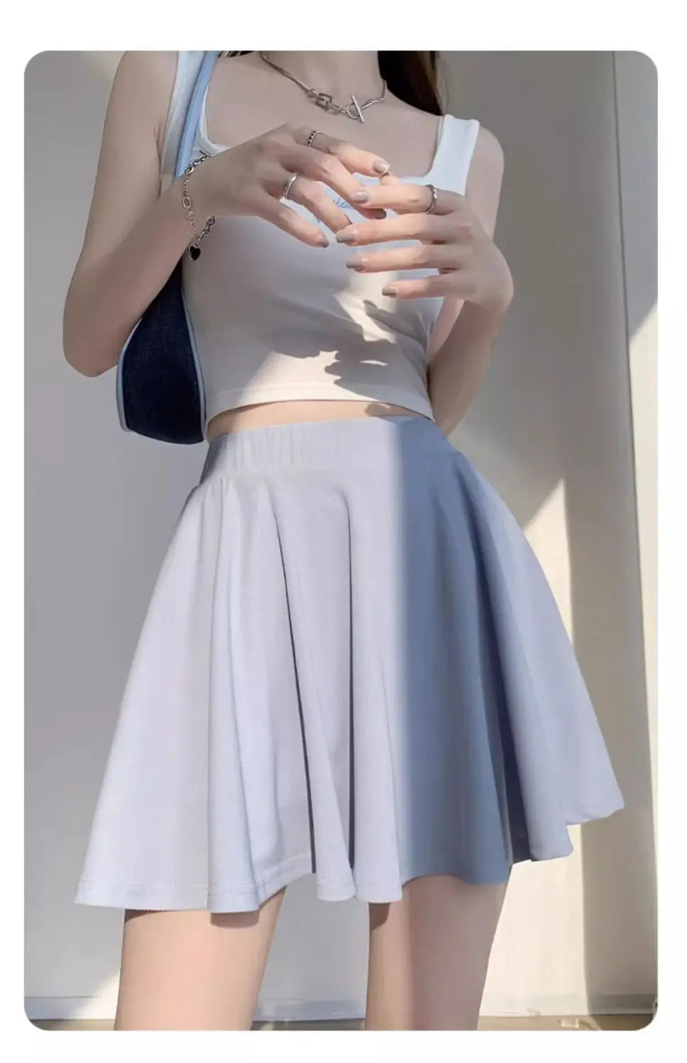 Yasuk Spring Summer Sporty Casual Slim Sport Shorts Pants Panty Dress Sweet Cool Girl Soft Ice Silk Pleated Skirt - reetell