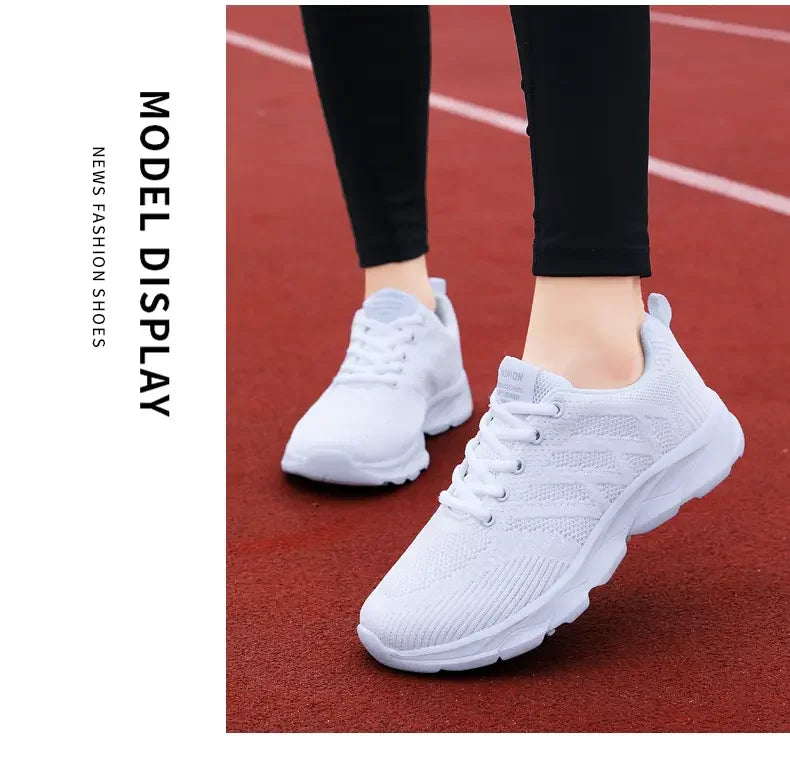 Woman Sneakers Casual Shoes 2023 New Breathable Walking Mesh Lace Up Flat Vulcanized Shoes Women Tenis Running Shoes for Women