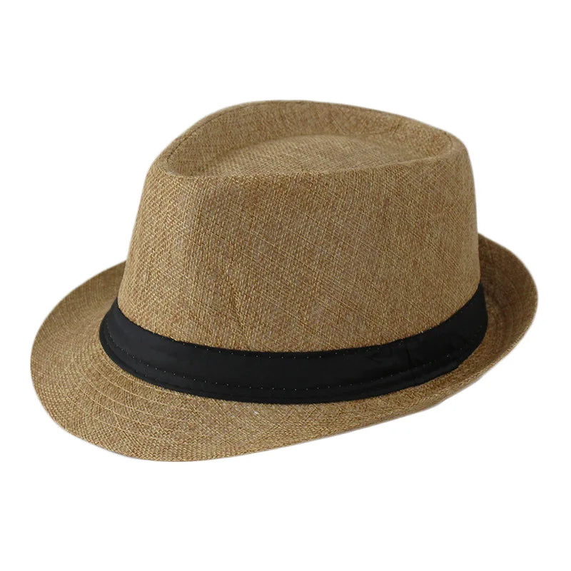 Linen Panama Solid  Jazz Hat Cowboy  Men's Women's Children's British Sun Hat