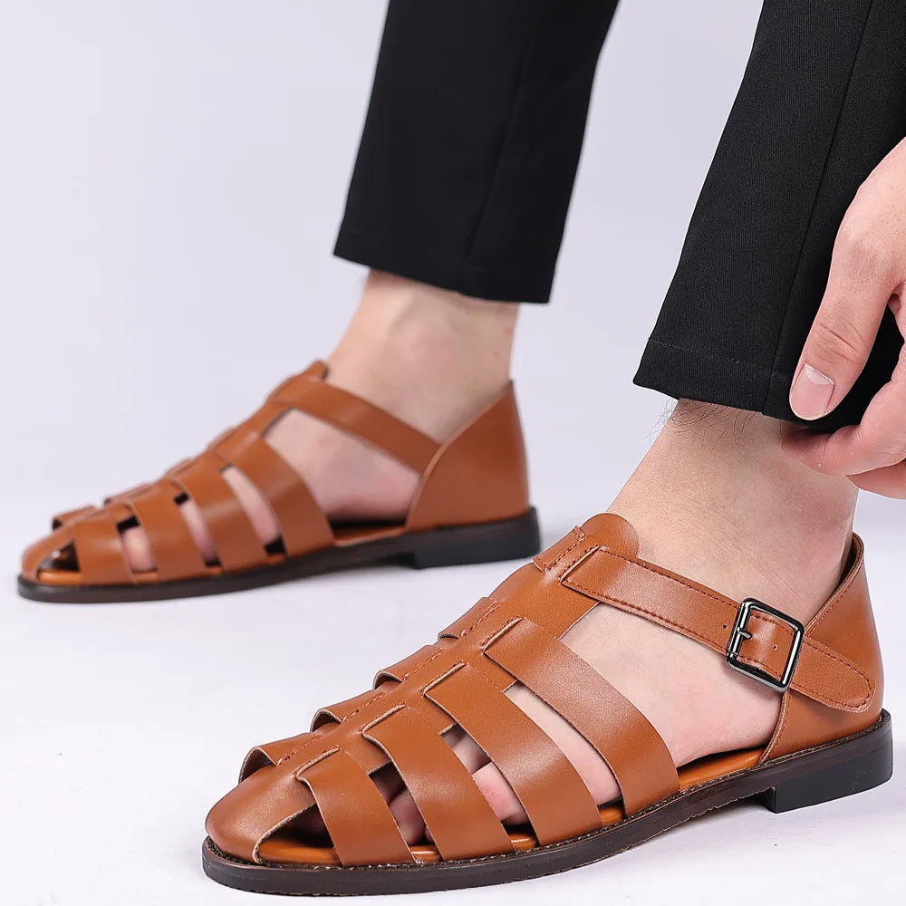 Summer Rome Men Sandals Outdoor Non-slip Beach Black Flat Fisherman Casual Shoes GLADIATOR Sandals Plus size 2023