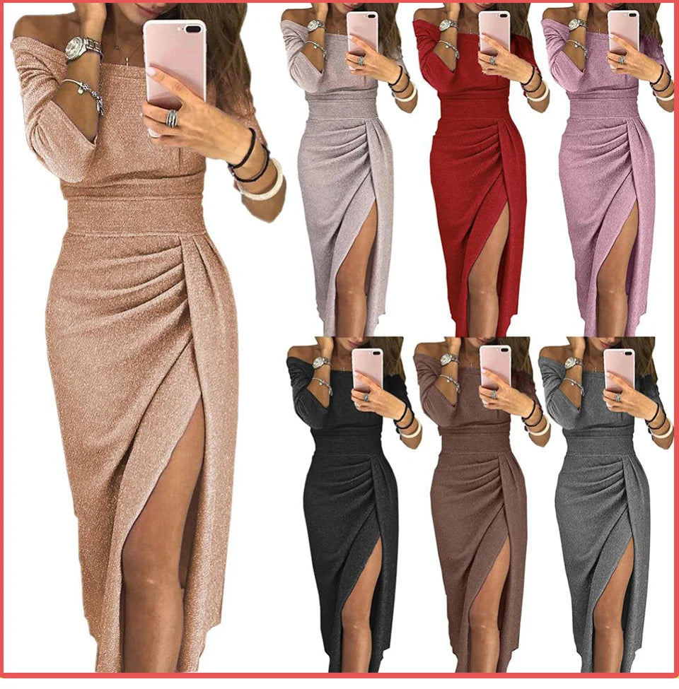 Spring Summer Women Clothes 2022 Elegant Long Dress Sexy Club Dress Evening Party Women Dresses Off Shoulder High Waist Vestido - reetell