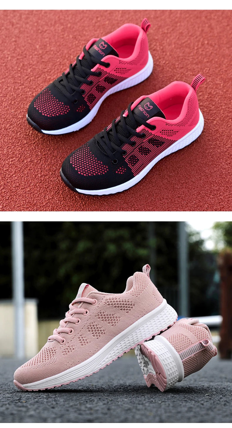 Wedges Shoes for Women Sneakers Mesh Breathable Casual Female Shoes Flat Light Lace-Up Summer Running Shoes Woman Vulcanize Shoe