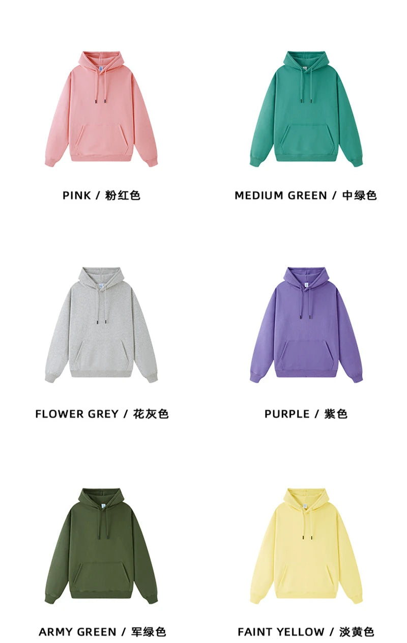 ZODF Casual Winter Men 350gsm Fleece Hoodies Unisex Women Loose Warm Solid Hooded Sweatshirts Pullovers 18 Colors HY0728 - reetell